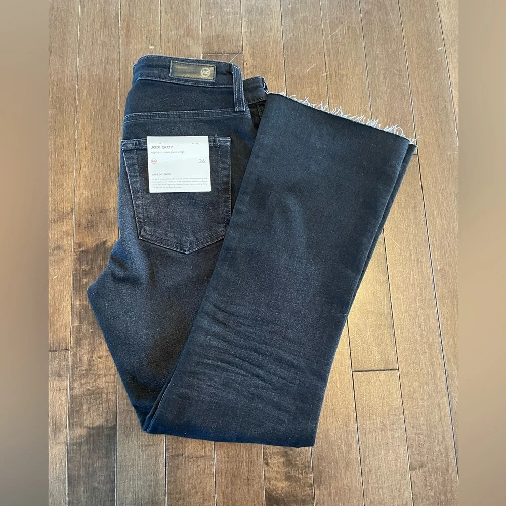 NWT Ag Jeans  Jodi HIGH RISE FLARE CROP 26W/26L Black - Picture 2 of 7